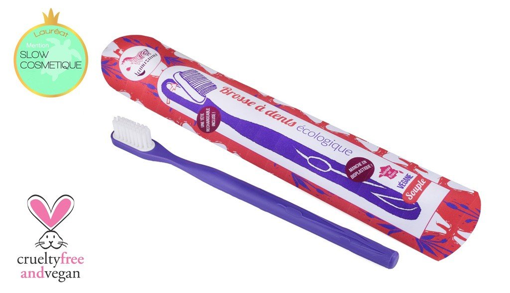 Brosse à dents violet souple à tête rechargeable lamazuna - Benedetti