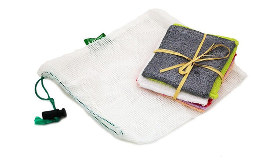 7 carrés démaquillants lavables en fibre de bambou avec filet de lavage Fibao - Benedetti