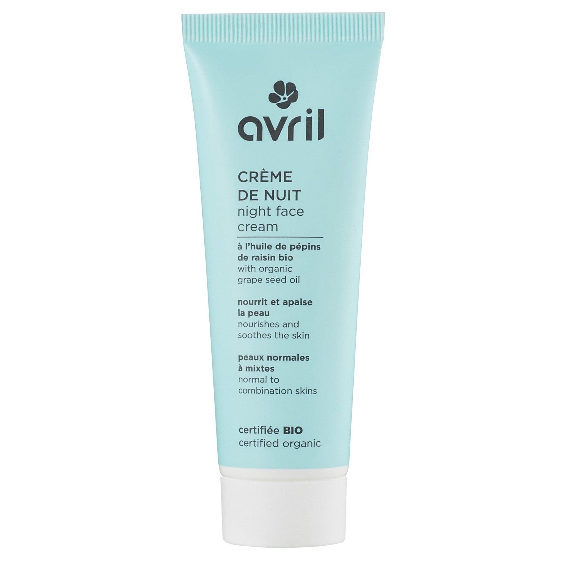 Avril crème de nuit bio peaux normales et mixtes Avril - Benedetti
