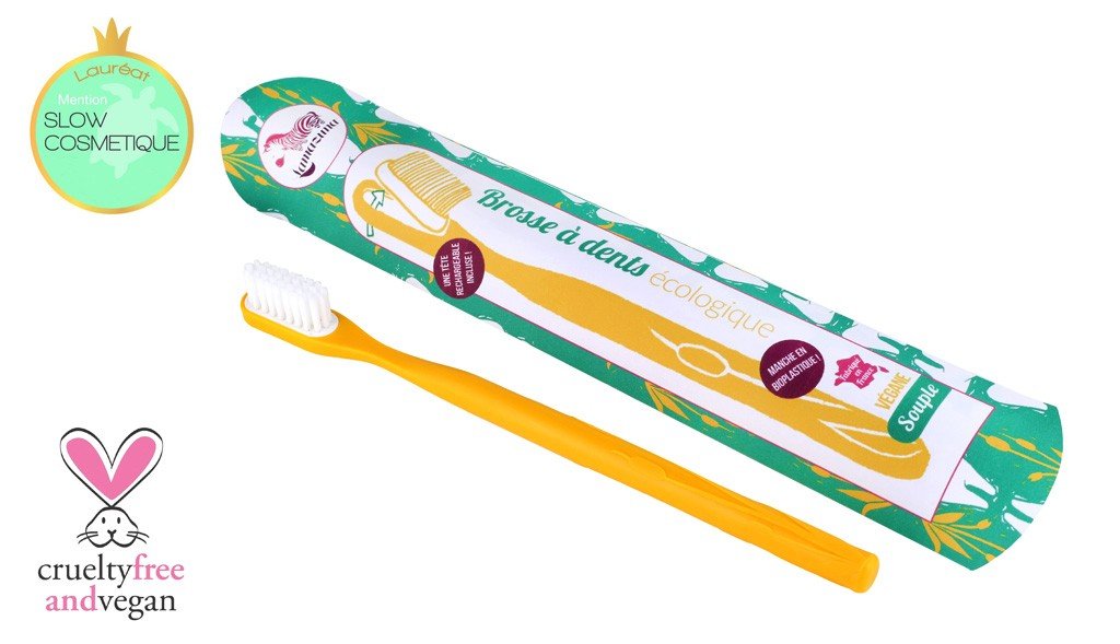 Brosse à dents jaune souple à tête rechargeable lamazuna - Benedetti