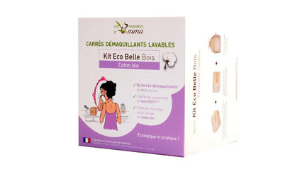 Coffret carrés démaquillants lavables coton bi - face coffret bois Les tendances d'emma - Benedetti
