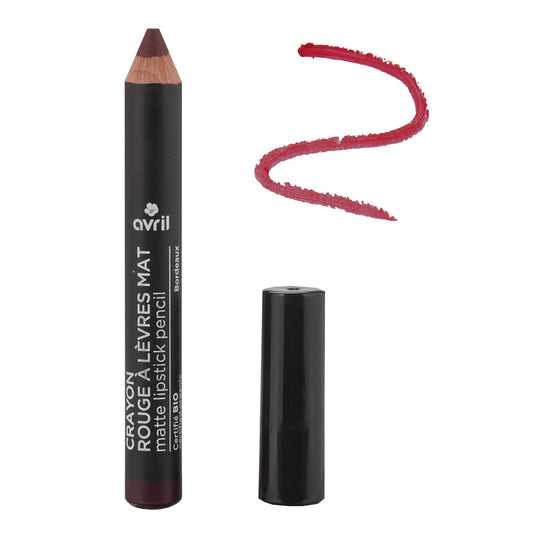 Crayon rouge a lèvres mat Bordeaux bio Avril - Benedetti
