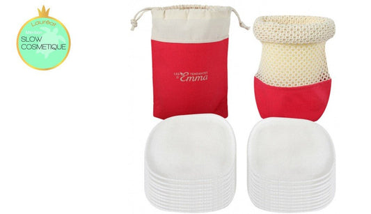 Kit eco belle trousse en édition limitée carrés eucalyptus bi face Les tendances d'emma - Benedetti