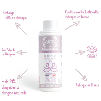 Recharge pour Roll on déodorant Nenuphar bio ATOA 100ml - Benedetti