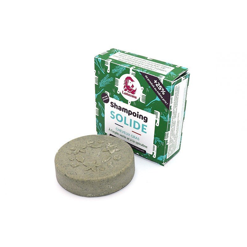 Shampoing solide pour cheveux gras Lamazuna à la spiruline 70ml - Benedetti